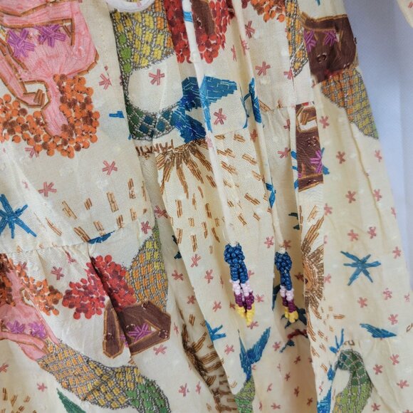 FARM RIO x ANTHROPOLOGIE Mermaid Print Wrap Mini Dress Womens MEDIUM - Picture 3 of 16